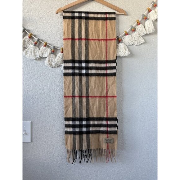 Burberry Fringed Checkered 100% Cashmere Scarf Unisex Designer Classic Timeless - Picture 1 of 7